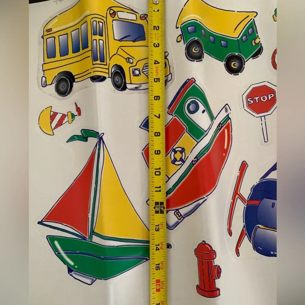 Jumbo Stick-Ups Wall Decor Vehicles Removable Appliques Primary Colors Room Art